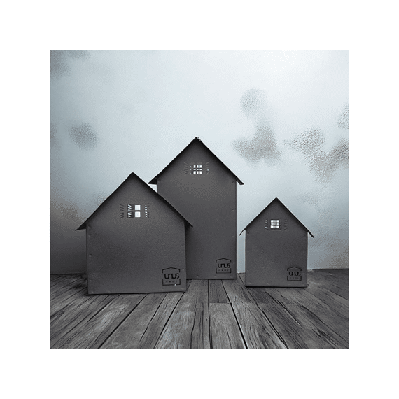 Decorative Metal House Three Colors Assorted Price Per House 24 Cm