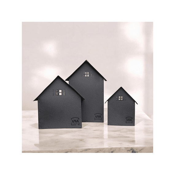 Decorative Metal House Three Colors Assorted Price Per House 24 Cm