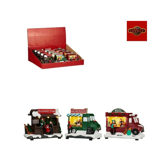 Kerstmarkt Stalletje Led L12xb7,5xh10cm Assortiment Prijs Per Stuk