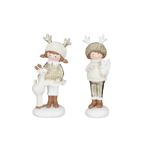 Decoratie Rendier Meisje Wit L9,5xb8xh21cm Assortiment Prijs Per Stuk