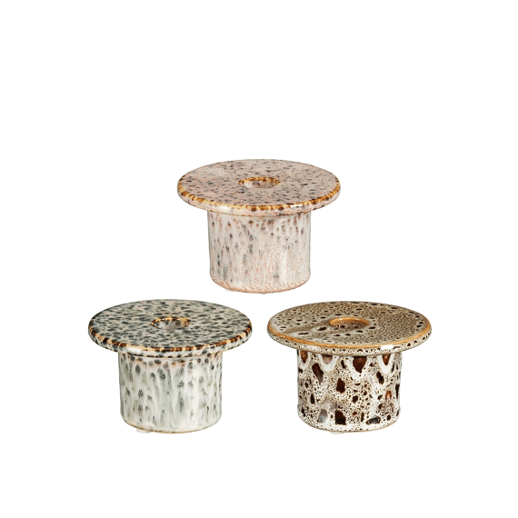 Kandelaar Bruin Creme Blauw - H5xd11cm Assortiment Prijs Per Stuk