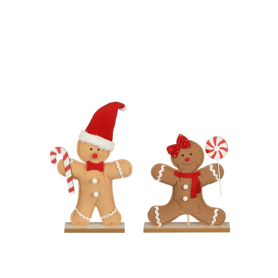 Decoratie Man & Vrouw Peperkoek Bruin Donkerbruin  - L23xb5xh44cm Assortiment Prijs Per Stuk