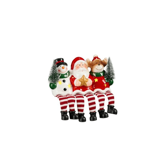 Decoratie Kerstman Sneeuwman Hert Dangle Rood L18,5xb6,5xh18cm