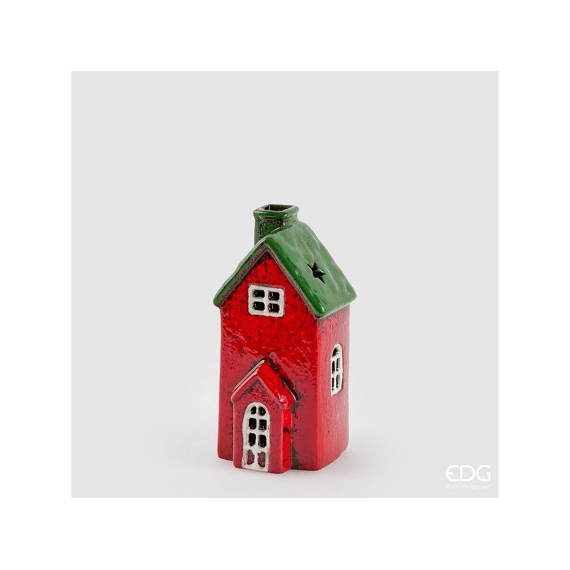 Decoratie Huisje Led H15.5xl7cm Groen Rood