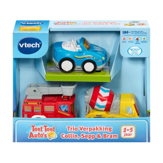 Vtech 420582 Trio Pack Toet Toet Auto's Collin, Sepp, Bram