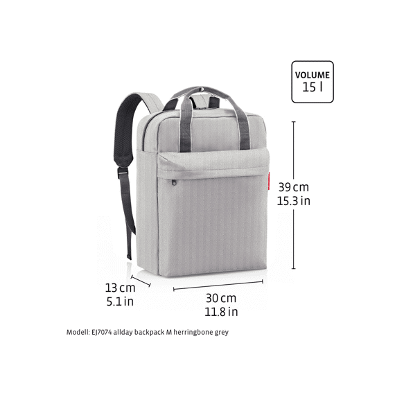Reisenthel Allday Backpack M Herringbone Grey