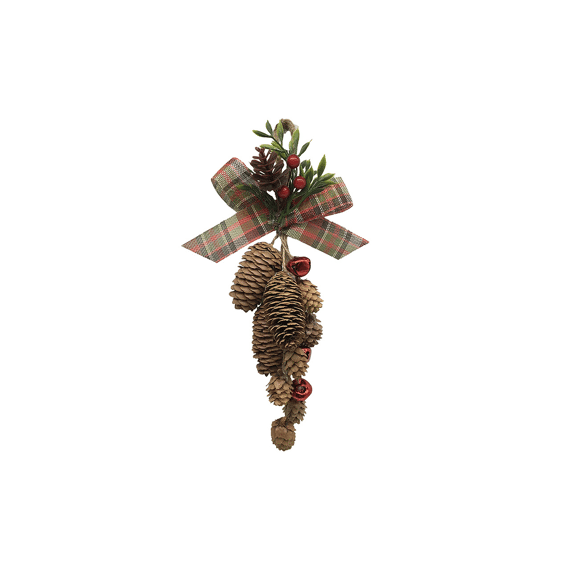 Hanger Pinecone 30cm Natural/red