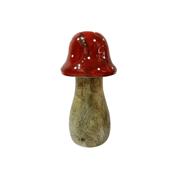 Deco Mushroom Wood 15cm Natural/red