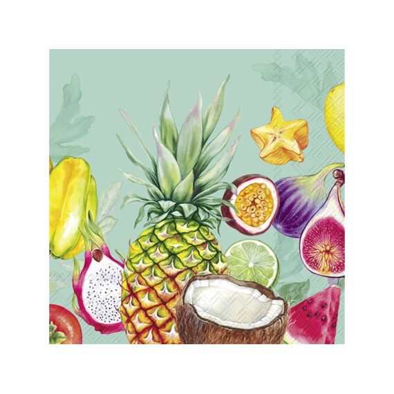 Ihr 10464 Tropical Fruits Cocktailservet Turquoise