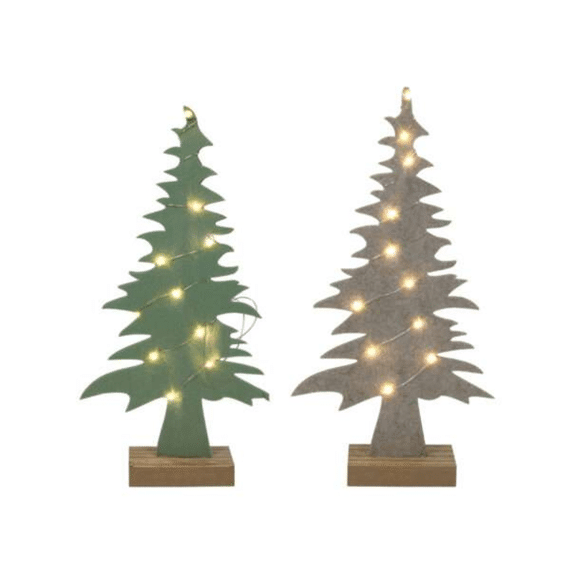 Kerstboom Vilt Beige/l.groen Led Draad 35cm Assortiment Prijs Per Stuk