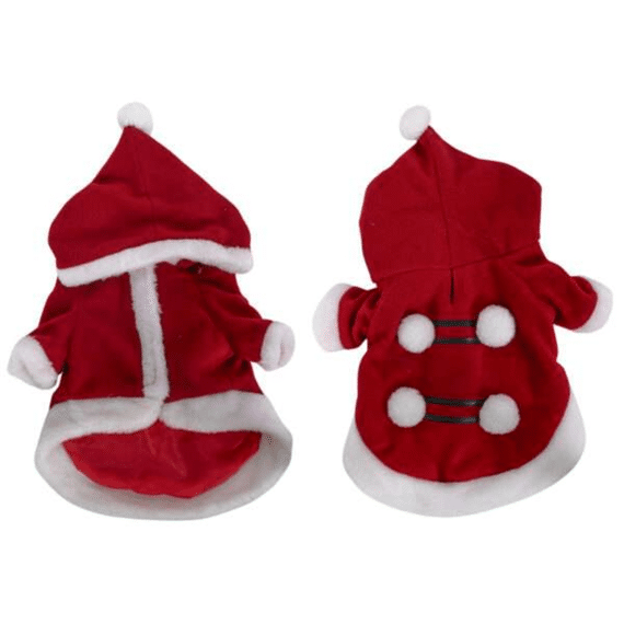 Dierenkleding Luxe Kerstjasje 52x29cm Rood/wit Fleece