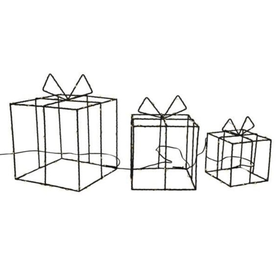 Cadeaux 3 delig 140 warm LED Ip44 B/o Timer 10+15+20cm