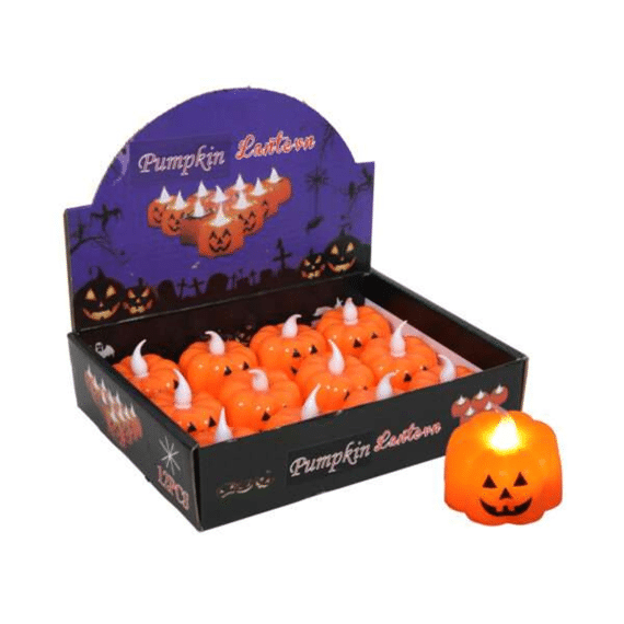 Theelicht Pompoen Halloween Led  Incl 2xlr44/3x Lr1130