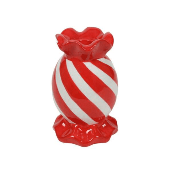 Kaarshouder Dolo Snoepje Rood Wit Streep 8x8x13cm