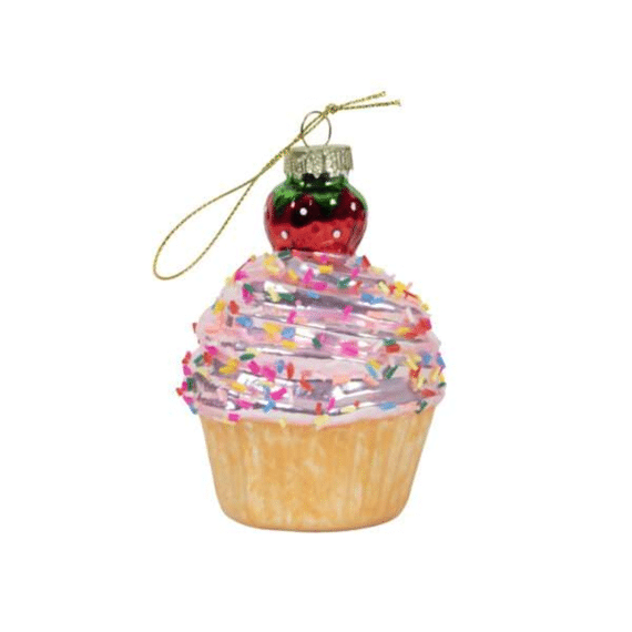 Glazen Kerstbal Figuur Cupcake 7x7x9.5cm