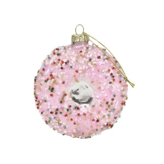 Glazen Kerstbal Figuur Donut 9x9x3.5cm