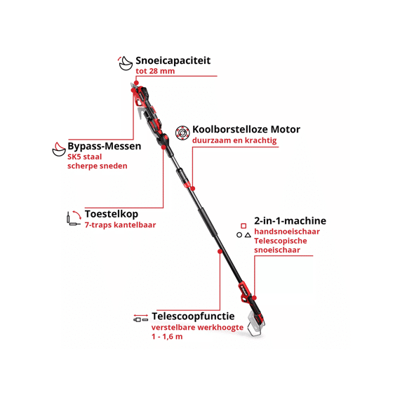 Einhell Telescopische Snoeischaar Accu  Gp-ls  18/28 Li Solo Power X-change