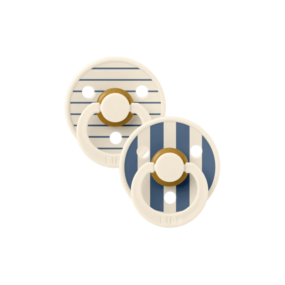 Bibs Fopspeen T1 0-6m 2-pack Studio Duo Latex/rond Pin Steel Blue