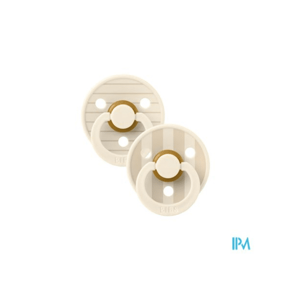 Bibs Fopspeen T1 0-6m 2-pack Studio Duo Latex/rond Pin Vanilla
