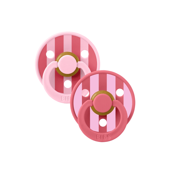 Bibs Fopspeen T1 0-6m 2-pack Studio Duo Latex/rond Block Baby Pink
