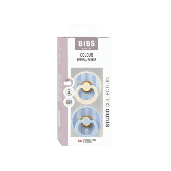 Bibs Fopspeen T2 6-18m Studio Duo Block Baby Blue