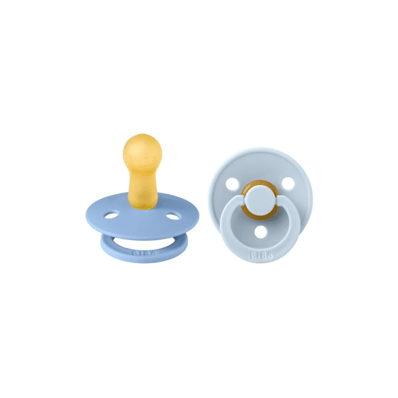 Bibs Fopspeen T2 6-18m 2-pack Studio Duo Latex/rond Block Baby Blue
