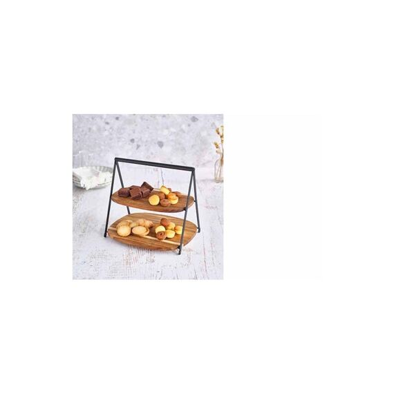 Cosy & Trendy Etagere Ovaal Acacia - 2 Lagen 28,5x25xh25,5cm