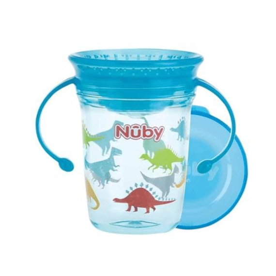 Nuby 360° Wonderbeker Met handgrepen 240ml 6M+ Aqua Dino