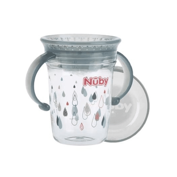 Nuby 360° Wonderbeker Met handgrepen 240ml 6M+ Grey Drops
