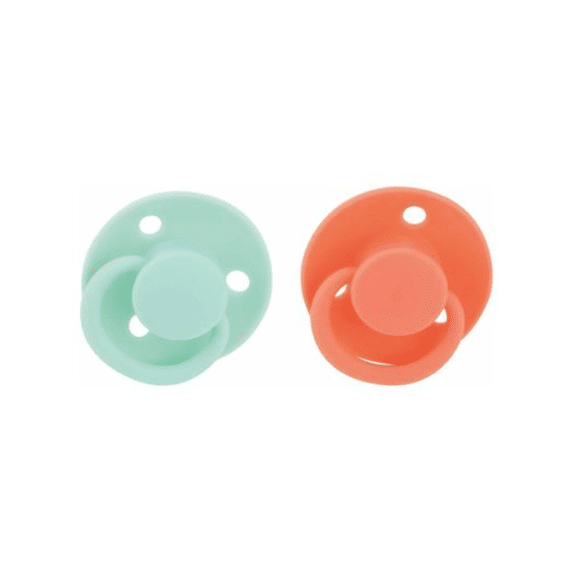 Nuby Fopspeen 0-6m Ronde Kers Koraal/Aqua 2-pack