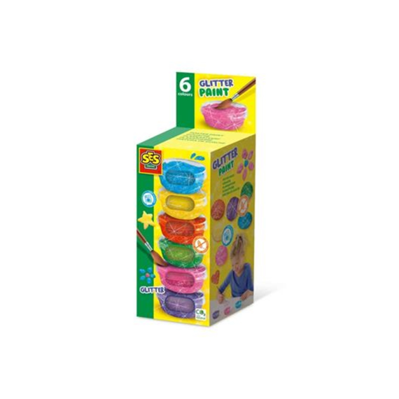 SES 00384 Plakkaatverf Glitter 6x45ml