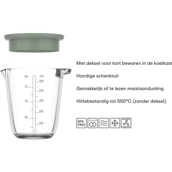 Mepal Glas Maatbeker Chef It 500 Ml Met Deksel - Nordic Sage