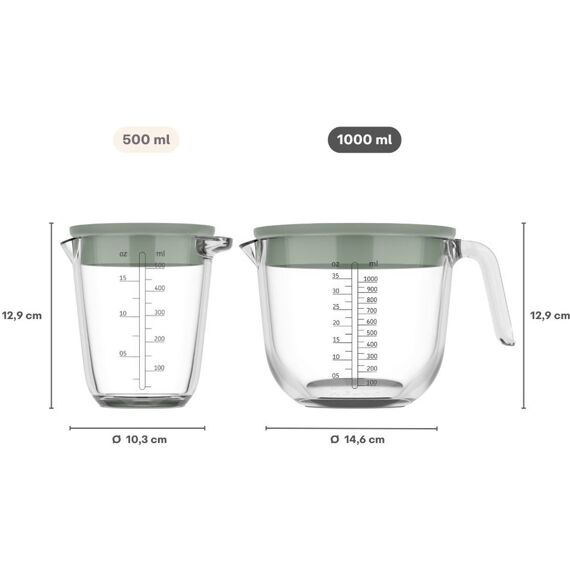 Mepal Glas Maatbeker Chef It 1000 Ml Met Deksel - Nordic Sage