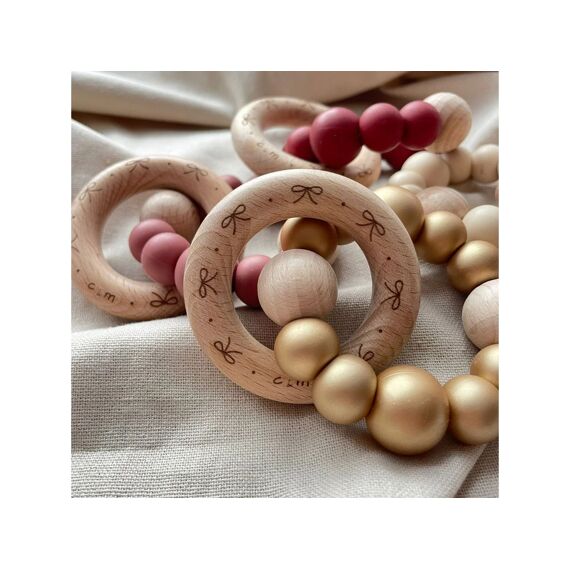 Chewies And More Blushing Bow Engraved Bijtring Dark Blush