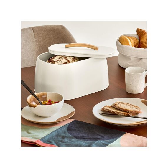 Zeller Brooddoos Metaal/rubberwood Cream