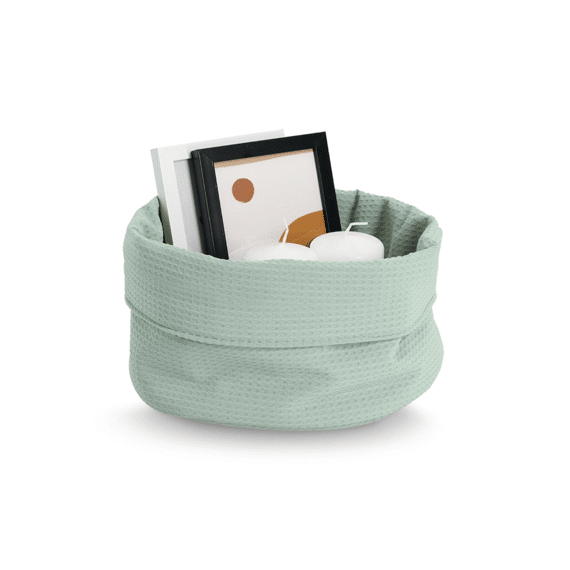 Storage Basket Waffle Fabric 25x13cm Mint