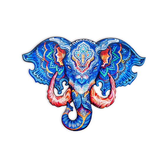 Puzzel A4 Olifantenkop Blauw