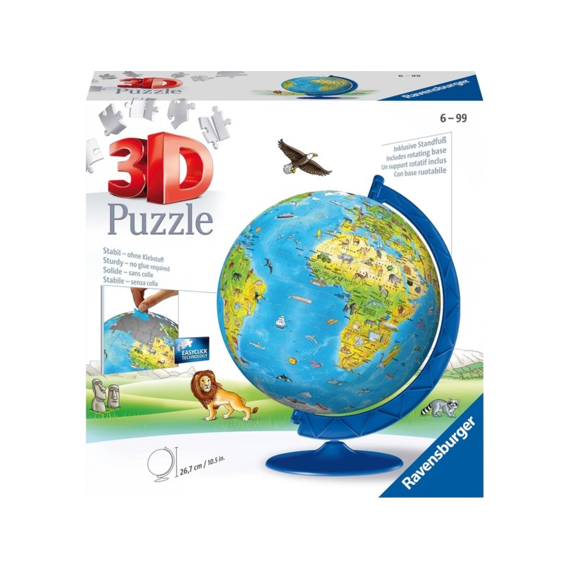 Puzzel 3D 180st XXL Kinder wereldbol met staander