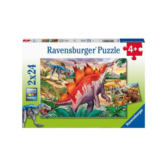 Puzzel 2x24st Wilde oertijddieren