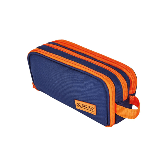 Herlitz Pennenbox Dubbel Neon Blauw / Oranje