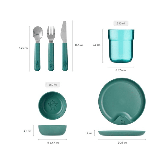 Mepal Kinderset Mio 6-delig Deep Turquoise