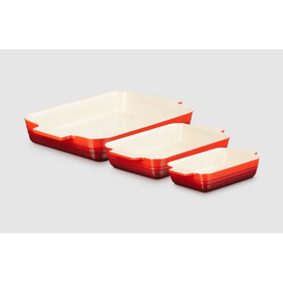 Le Creuset Ovenschalenset 3-delig Kersenrood/Wit