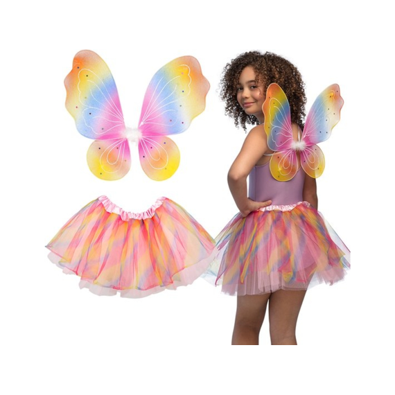 Set Vleugel + tutu Regenboogfee