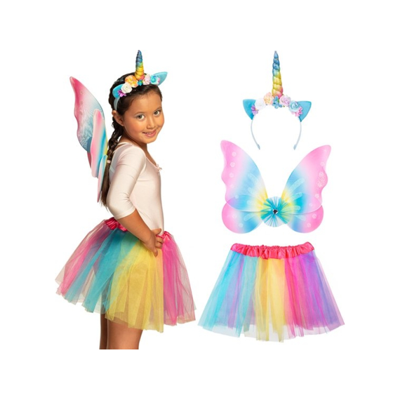 Set Tiara , vleugels en tutu Eenhoornfee