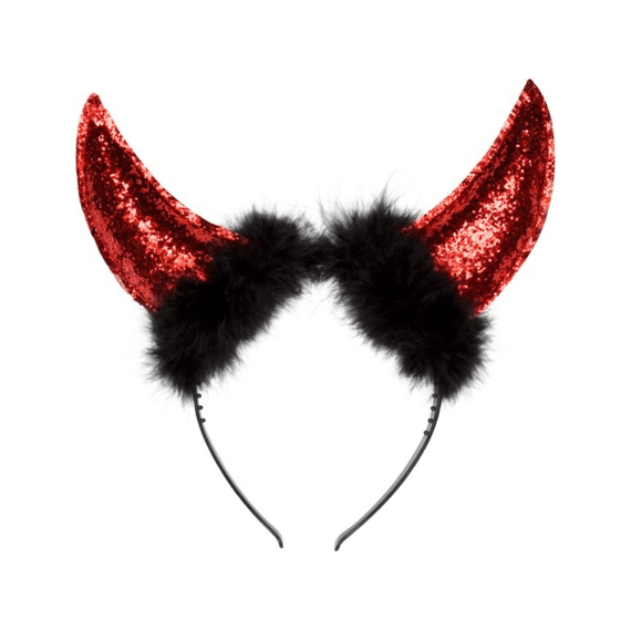 Tiara Duivelhoorntjes Glitter Rood