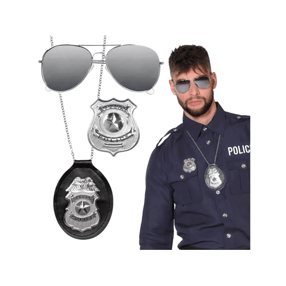 Special Police Accessoireset Partybril, ketting en badge