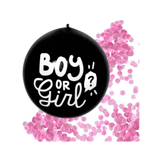 Confettiballon ''Boy or Girl?'' Roze vulling