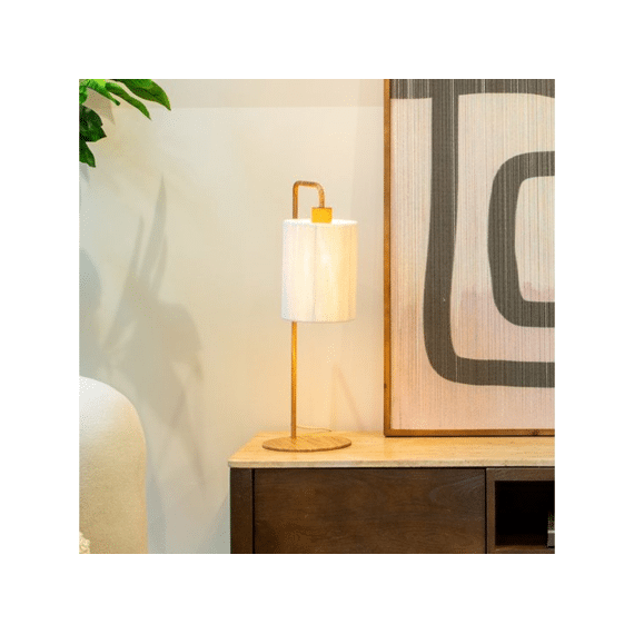 Tafellamp 26x20x59.5cm Donio Houtprint Naturel + Rope Creme