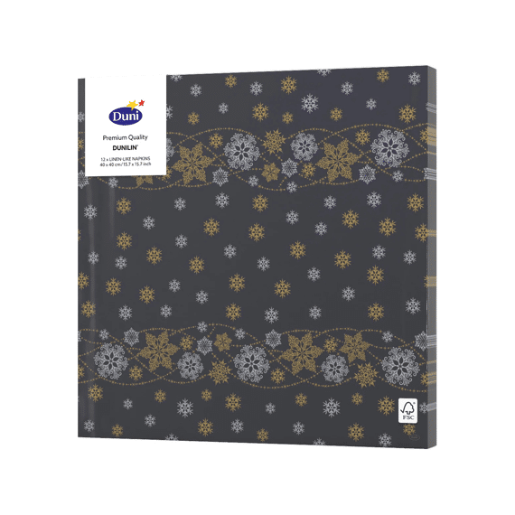 Duni Dunisoft Servetten 40x40cm 12stuks Snow Glitter Black