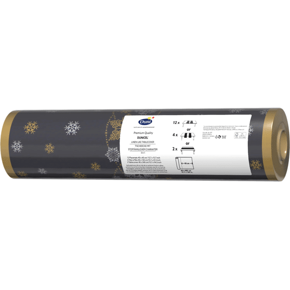 Duni Dunicel Tafelloper/Placemats 0,4x4,8m Snow Glitter Black